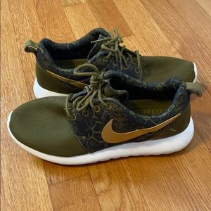 Nike snake skin and green sneakers